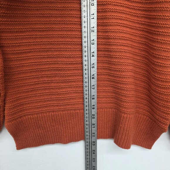 MADEWELL Ruffle-Neck Pullover Sweater Orange Cotton-Merino Yarn Size Small - Picture 9 of 11